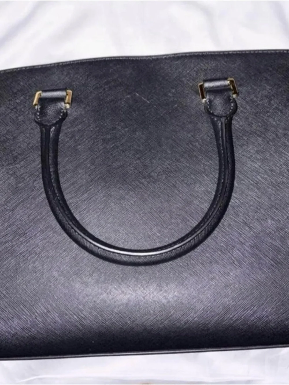 Michael Kors Black Saffiano Satchel with Gold Hardware